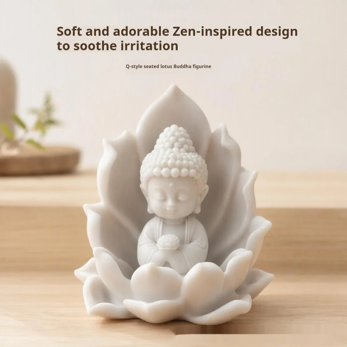3D Printed Lotus Buddha Statue Car Dashboard Ornament, Mini Buddha Figurine with Adhesive Pad, Home Office Desk Decor Gift