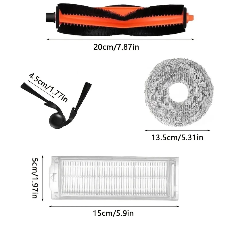 14‑Pcs Enhanced Accessories Kit for Xiaomi S40 PRO (OV71GL) Robot Vacuum