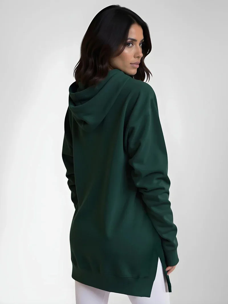 Hoodies Coats Women Solid Sweatshirts Jacket Pocket Drawstring Hooded Slight Strech Loose Casual Office Lady 2026 Spring Autumn