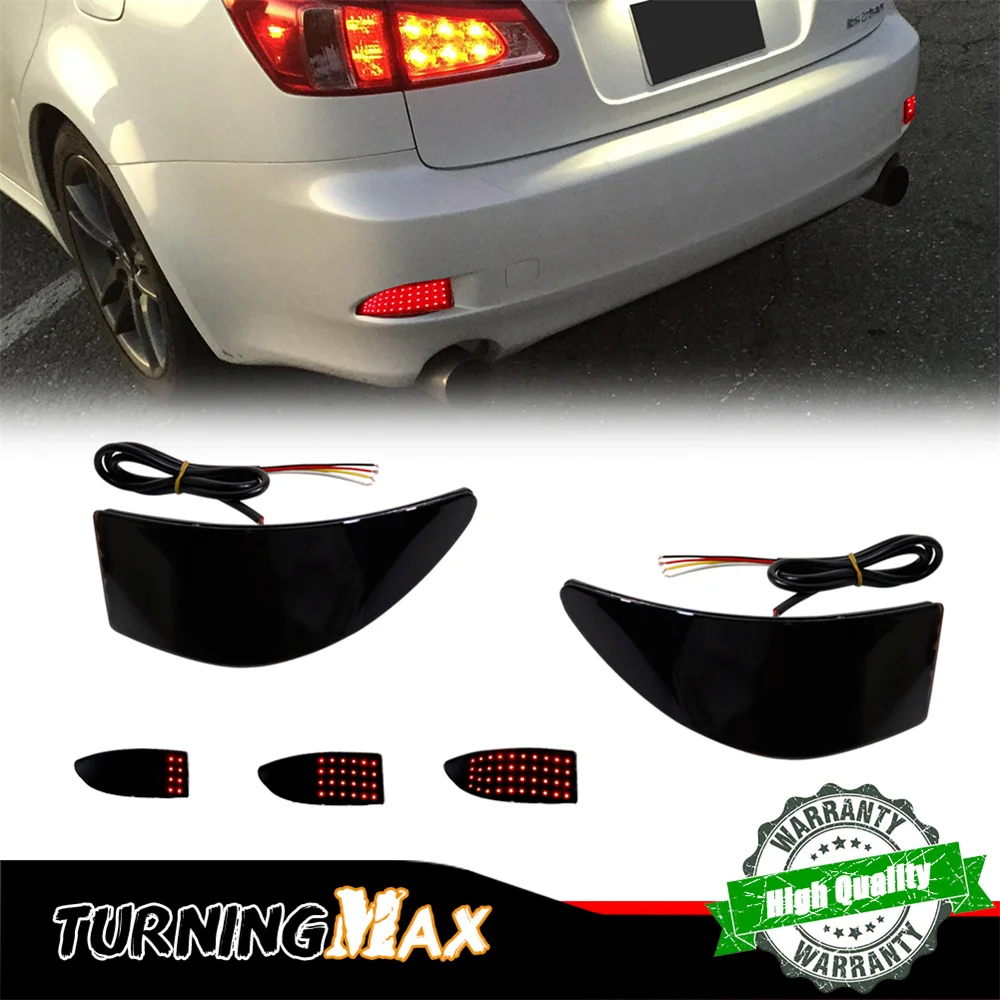 Car LED Rear Bumper Reflector Tail/Brake Lights Rear Fog Lights w/ Sequential Turn Signal For Lexus IS250 IS350 Sedan 2006-2013