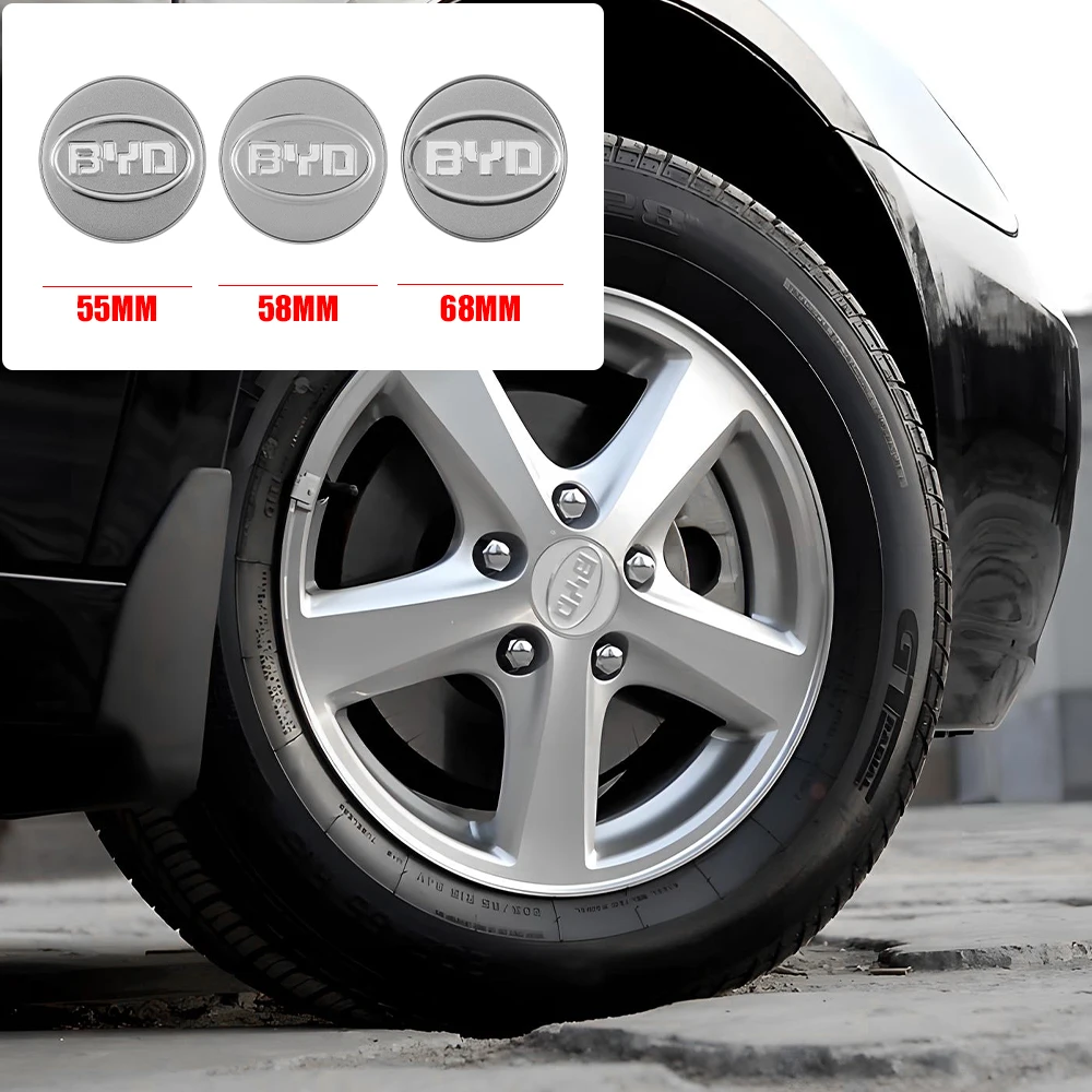 

4Pcs 55/58/68mm Car Wheel Hub Center Cap Auto Rim Cover For BYD Sealion Sealu Dmi Atto Dolphin Surf Han EV Tang Qin Accessories