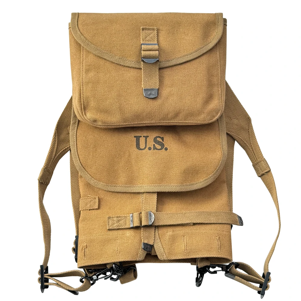 Mochila táctica M1928 Segunda Guerra Mundial lona caqui réplica - imagen 5