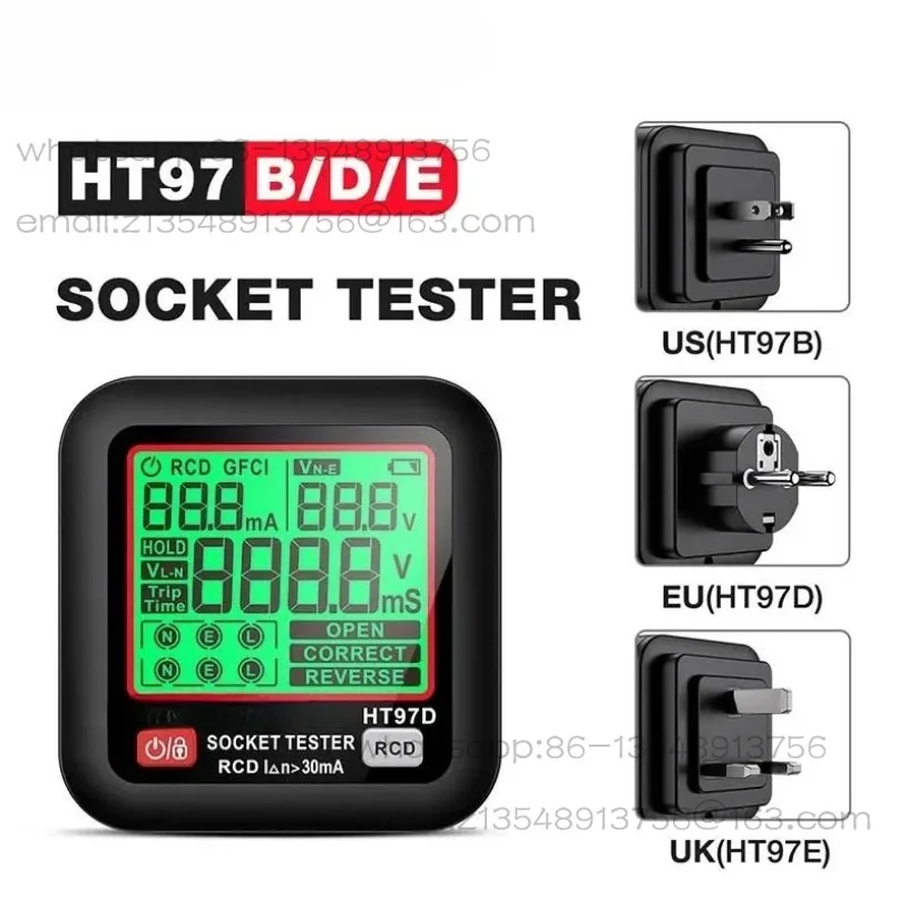 HT97BDE digital display socket detector intelligent leakage test multi-function phase electroscope spot