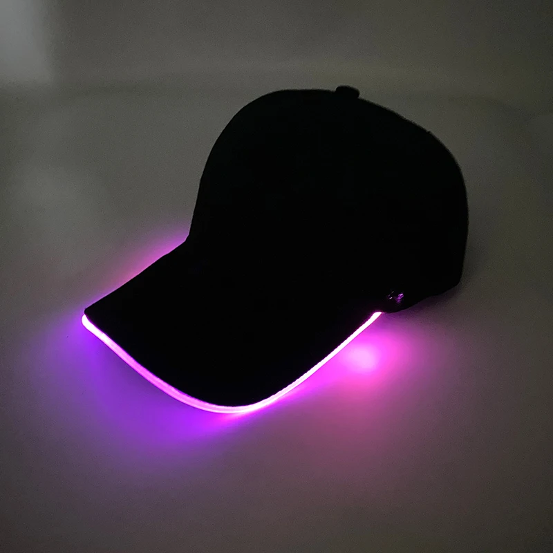 Fluor zierende LED Glasfaser Hut Neon leuchtende Baseball mütze Tanz Bar Party liefert HipHop Rap Hut Club Requisiten Kostüm – Detail 7