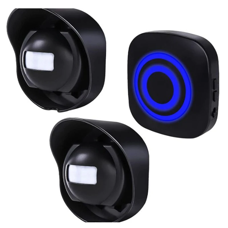 1Set Alert Alarm AC110-240V Wireless Motion Sensor Doorbell Chime Black (A)US Plug