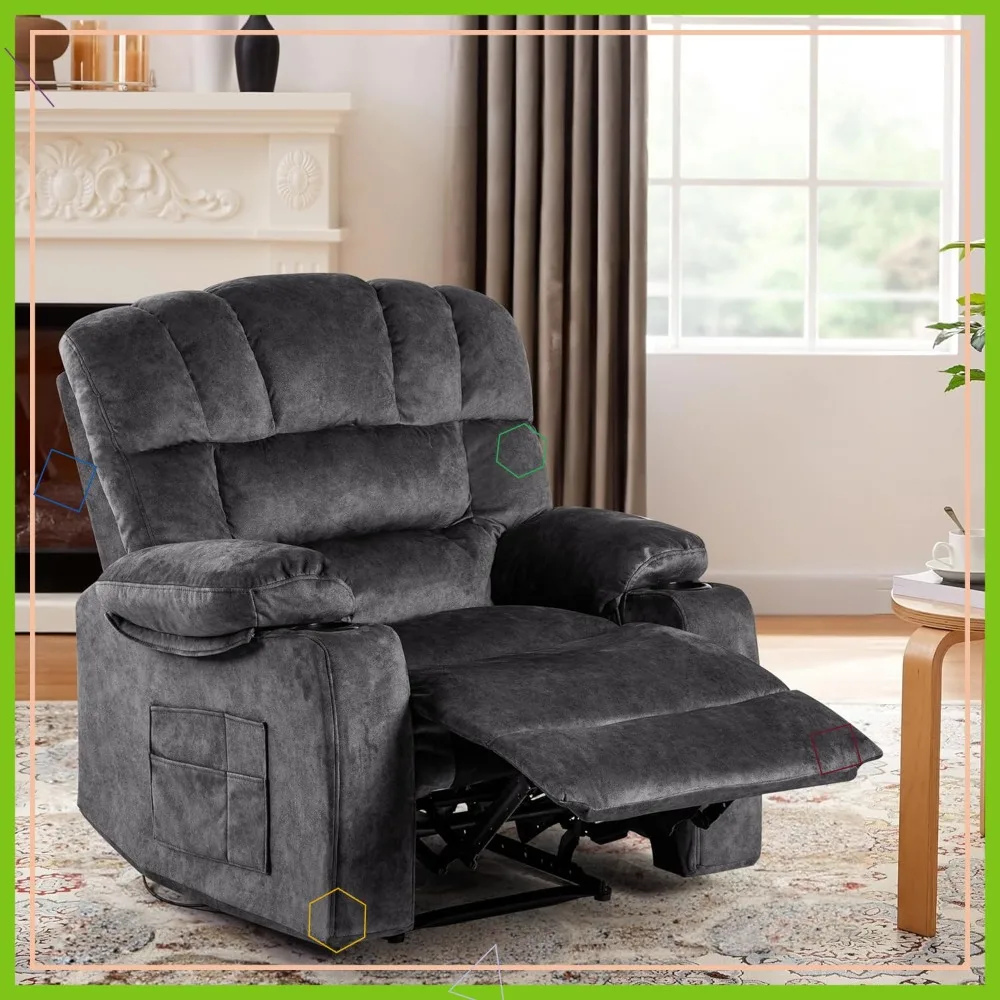 Modern Ergonomic Recliner Chair, Oversize Lounge Sofa Seat with 145-Degree Recline, Black