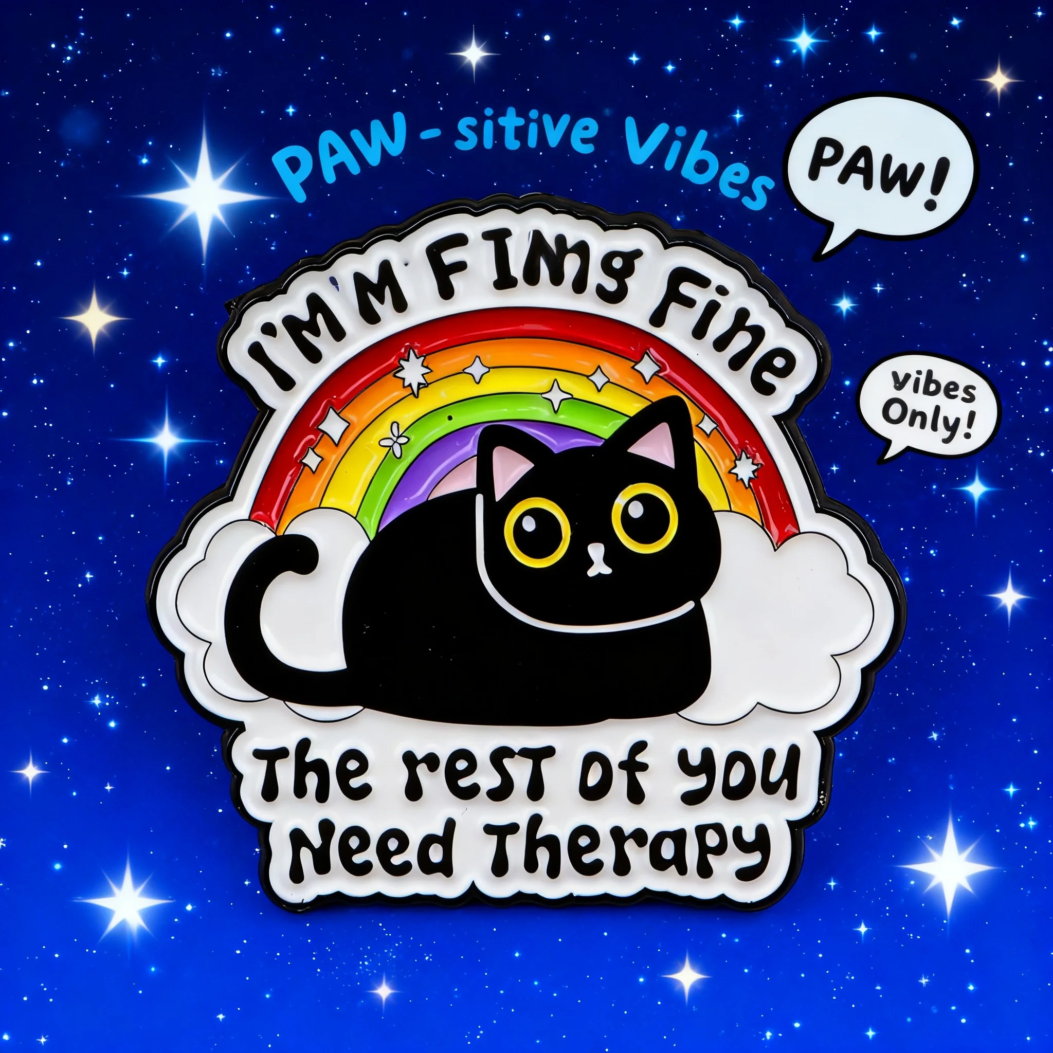 

Cute Black Cat Enamel Pin Rainbow Quote Badges For Women Backpack Brooches Hat Lapel Pins Cosplay Accessories Toys Gifts