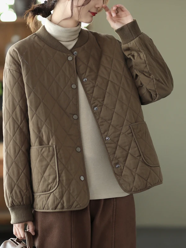 

Ретро-куртка женская повседневная свободного кроя из теплого хлопка, легкая, утепленная, с длинными рукавами, цветная