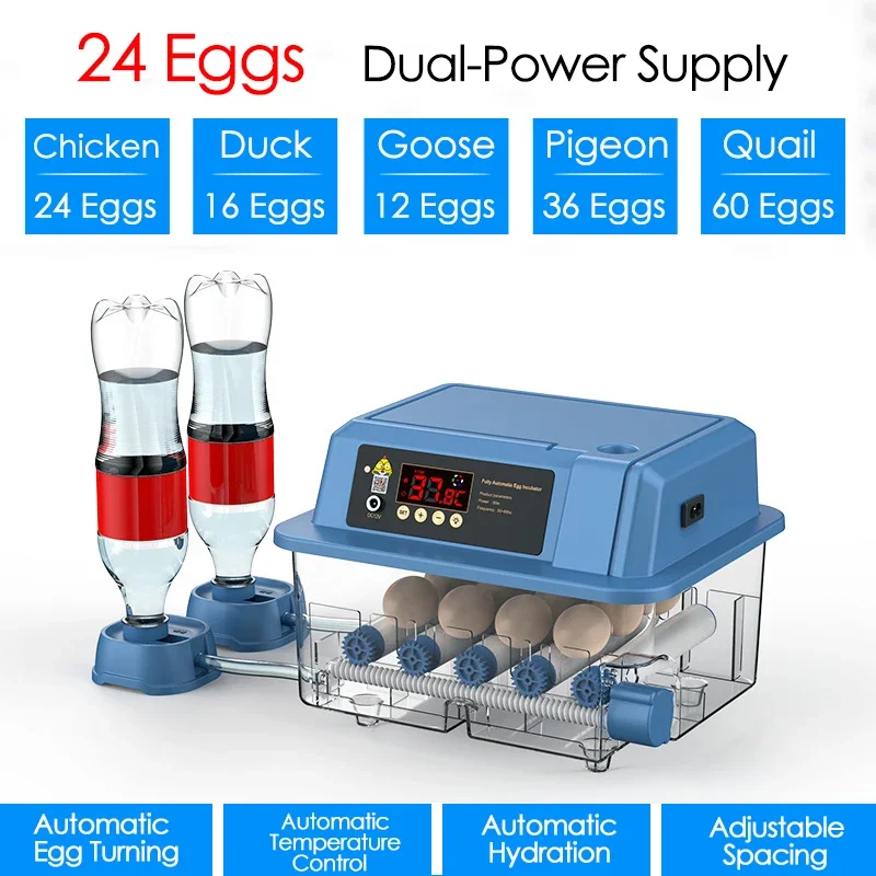 

24/36 полностью автоматический инкубатор для яиц, ферма, Брудер, инкубатор для птицы, Двойной источник питания, инструмент для инкубации курицы, утки, птицы, голубей