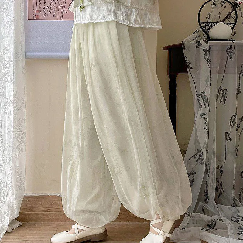 Women's Plus Size Oversized Lantern Pants Neo-Chinese Style Lightweight Autumn/Summer Daily Wear Big Size for Adults