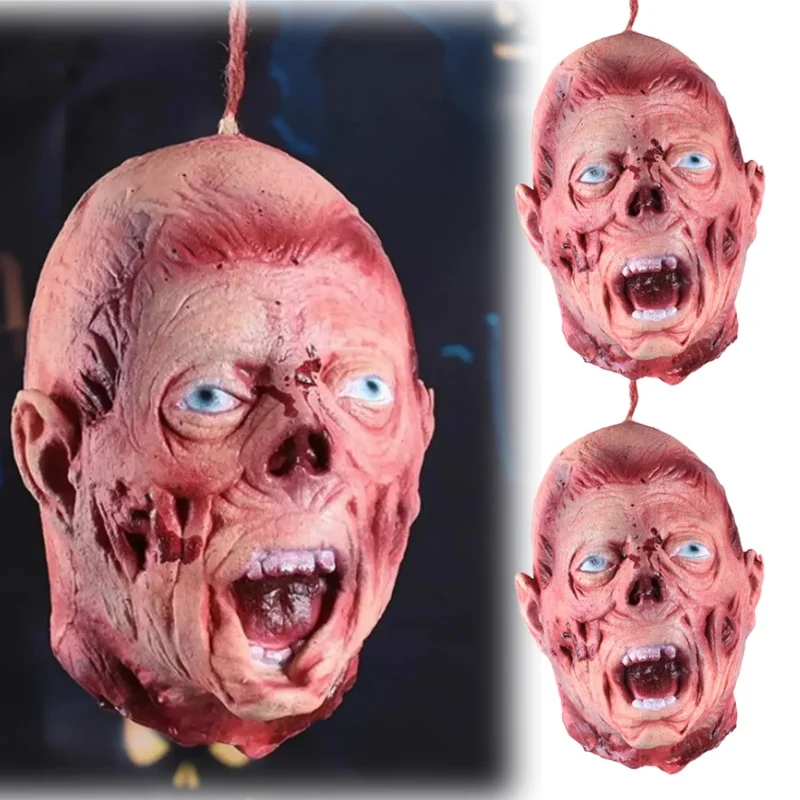 

Horror Escape Room Props Fake Human Head Halloween Decor Scary Decapitation Prank Supplies for Haunted House Party