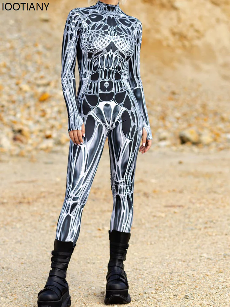 Women Abstract Art Print Jumpsuit Plaid Bodysuit With Rainbow Symbol Festival Zentai Suit Halloween Party Morphsuit Rave Outfits