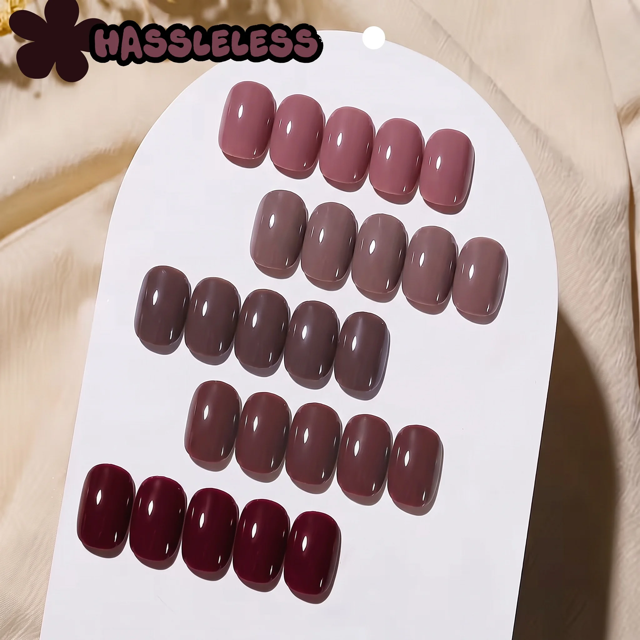 Hassleless 5Pcs Purple Wine Red Nail Polish Gel Set, Autumn and Winter Retro Whitening Nail Art Set, Full of Festive Atmosphere, Ideal for Parties and Dates, Silky Gel Texture, Full Color in Two Coats, Beginner-Friendl