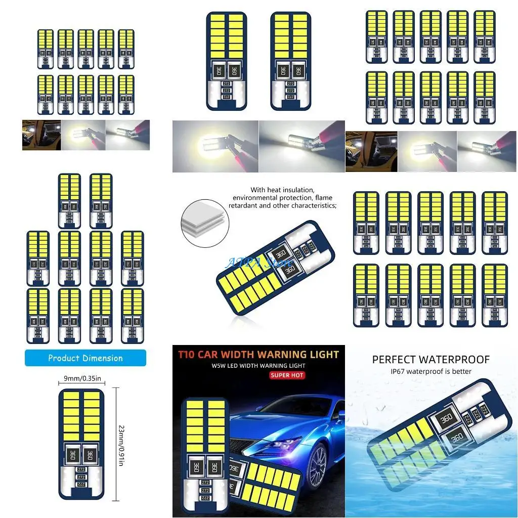 

U13C 10pcs T10 LED Parking Bulbs Versatile T10 LED Lights set for Drivers