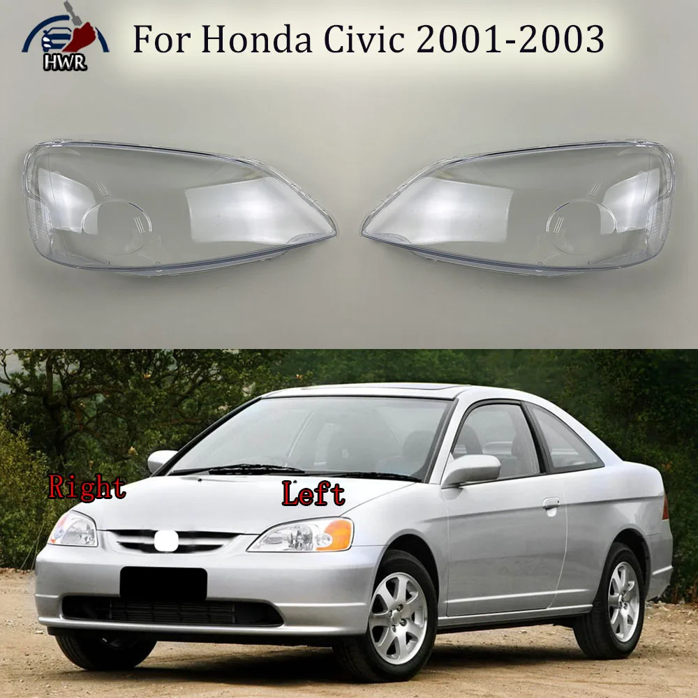 

For Honda Civic 2001 2002 2003 Front Headlamp Cover Transparent Lampshades Lamp Shell Masks Headlight Shade Lens Plexiglass