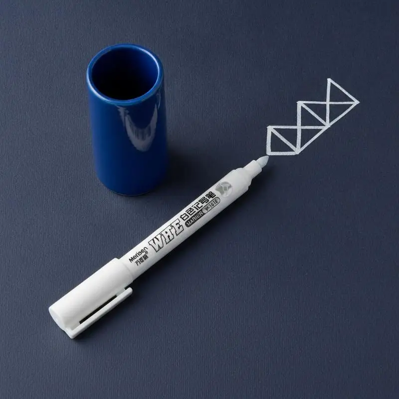 Permanent White Marker Pens 1/5 Pack Quick Dry Odorless Ink Durable Nib for School Students Art Crafting Drawing Projects