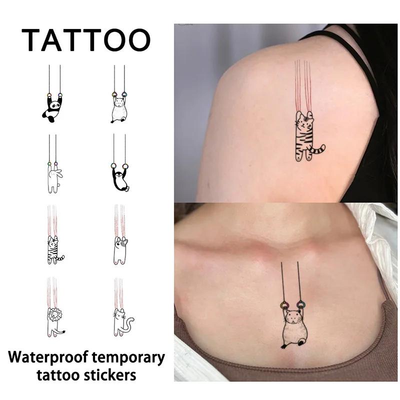

8Pc Cute Animals Temporary Tattoo Sticker, Long-lasting and Waterproof, Realistic Fake Tattoos for Man and Women, Arm, Back.
