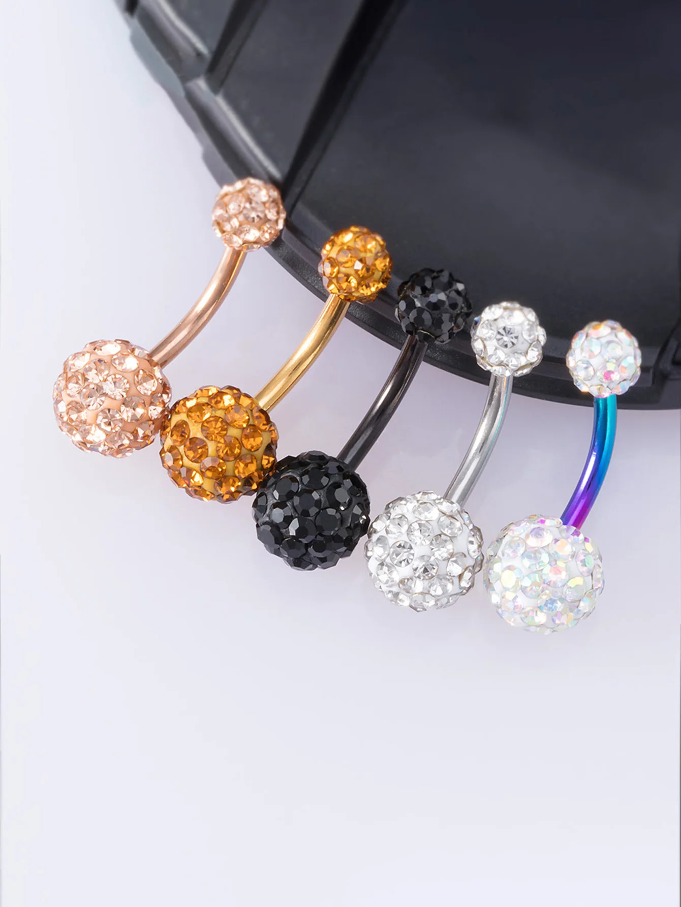 1pc CZ Stone Crystal Bling Ferido Epoxy Belly Ring for Women Stainless Steel Belly Navel Ring Elegant Belly Piercing Jewelry