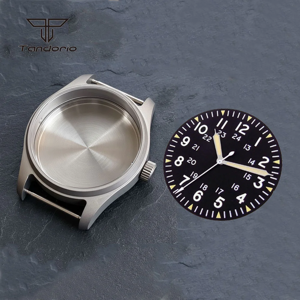 Titanium 39mm Pilot Watch Case+Dial Hands Set Accessory Parts Sapphire Glass Waterproof Fit NH35 ETA2824 PT5000 Miyota8215 821A