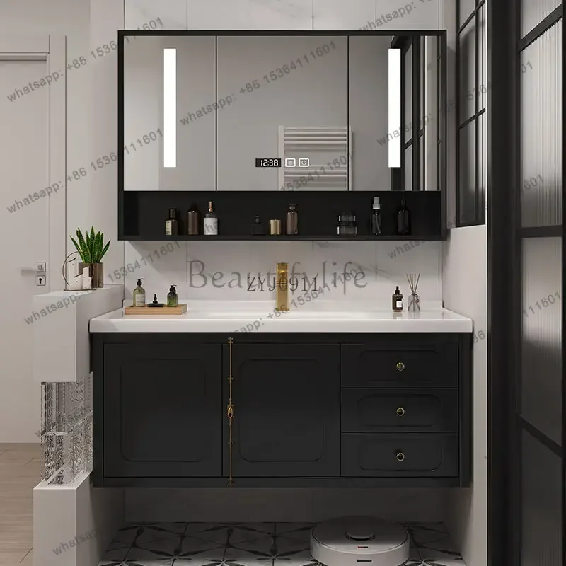 yj57 American bathroom cabinet combination rock slab seamless integration ceramic basin hand washbasin