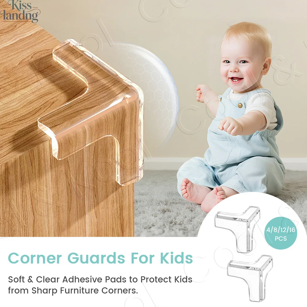 Clear Silicone Corner Guards, Transparent Edge Protectors for Furniture - Invisible Baby Safety Bumpers