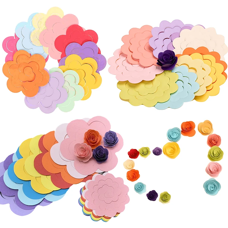 Multiple Colors Rose Flower Quilling Paper 20/40PCS Pack DIY Handmade Flower-shape Origami Scrapbooking Decorating Paper Set ZYF