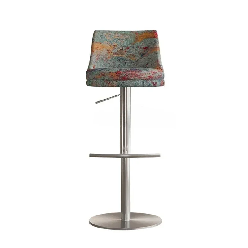 Bar chair designer stainless steel island chair household liftable rotating high  light luxury high-end