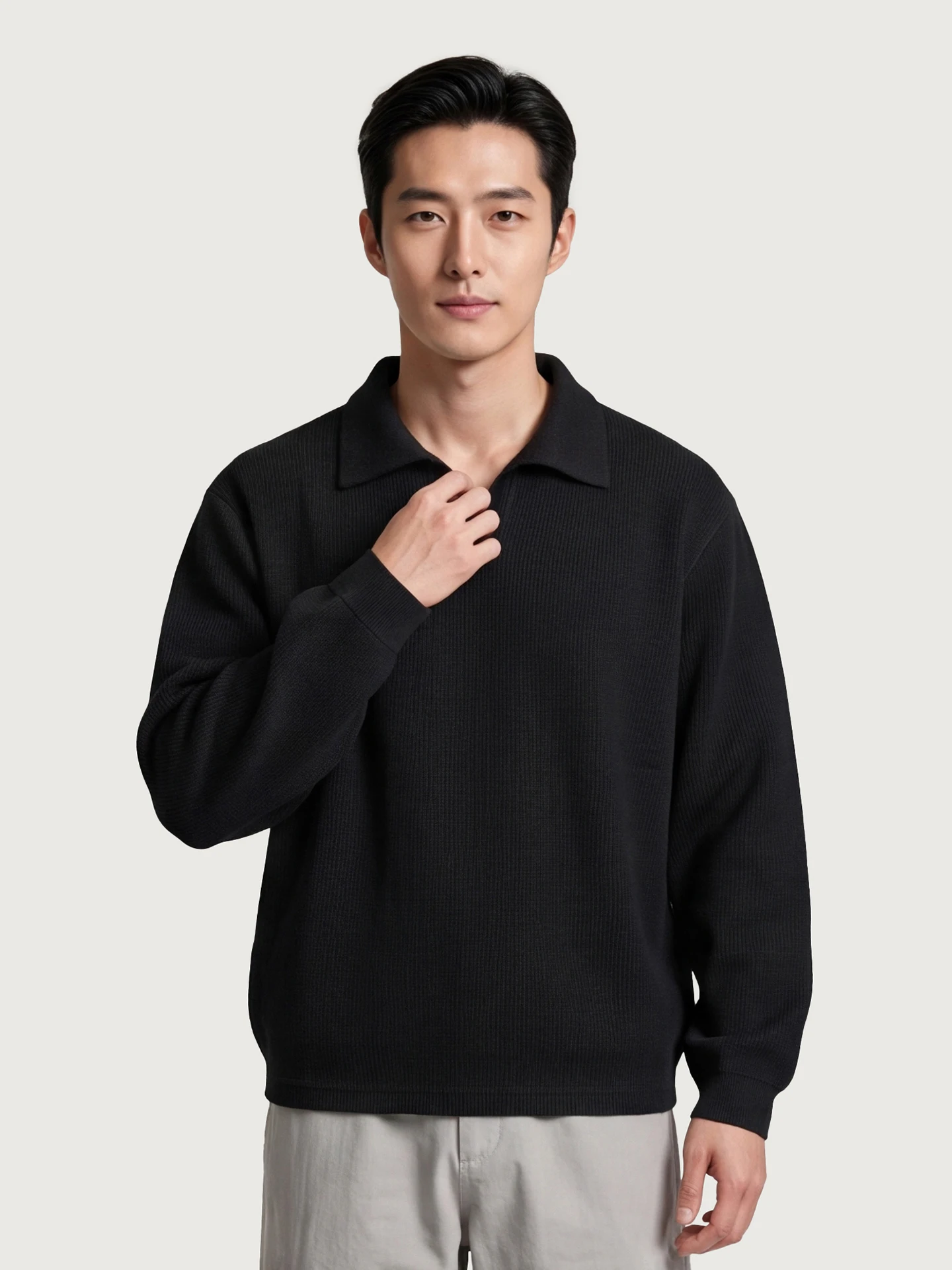 Casual Long Sleeve Hoodie Men's Spring Autumn New Style Seagull Collar T-Shirt Overhead Shirt Breathable Warm Polyester Cotto...