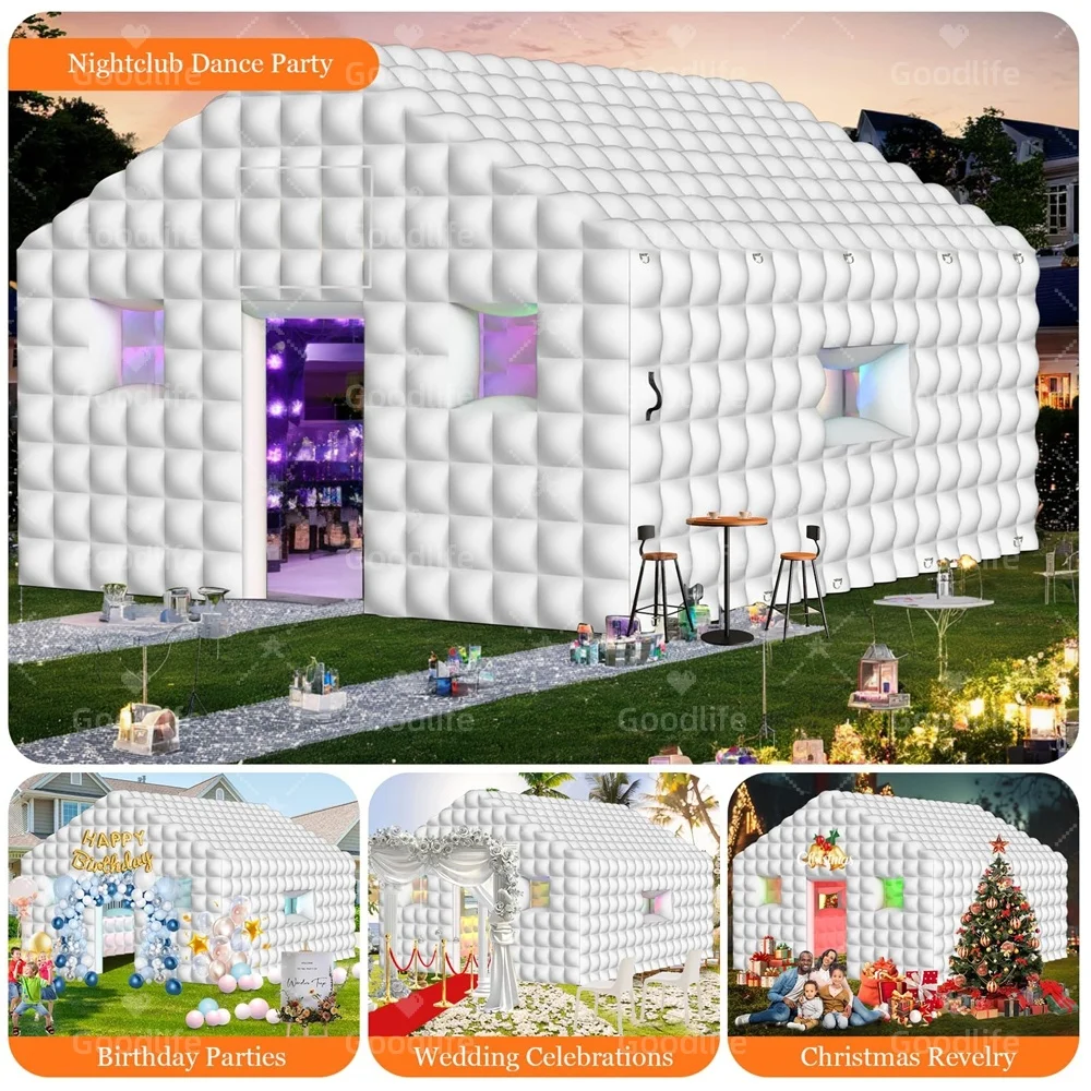 

Inflatable Nightclub, Large Black Inflatable Party Club Tent for Adults Birthday Backyard Wedding Rental, 2 Doors and Logo Area
