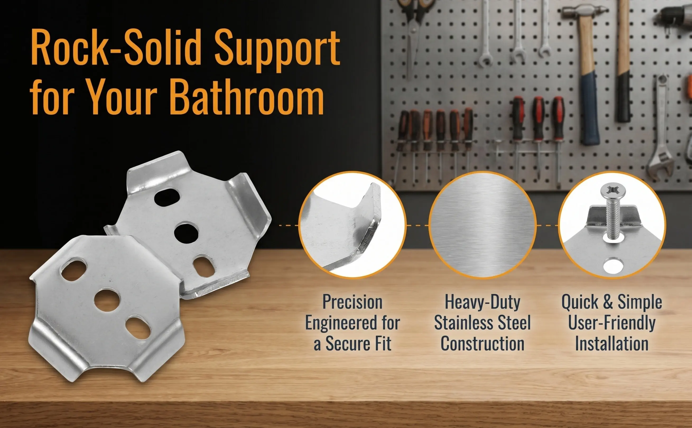 2Pcs Precision Engineered Towel Bar Brackets Stainless Steel Mounting Hardware for Bathroom Towel Racks Toilet Roll Holders