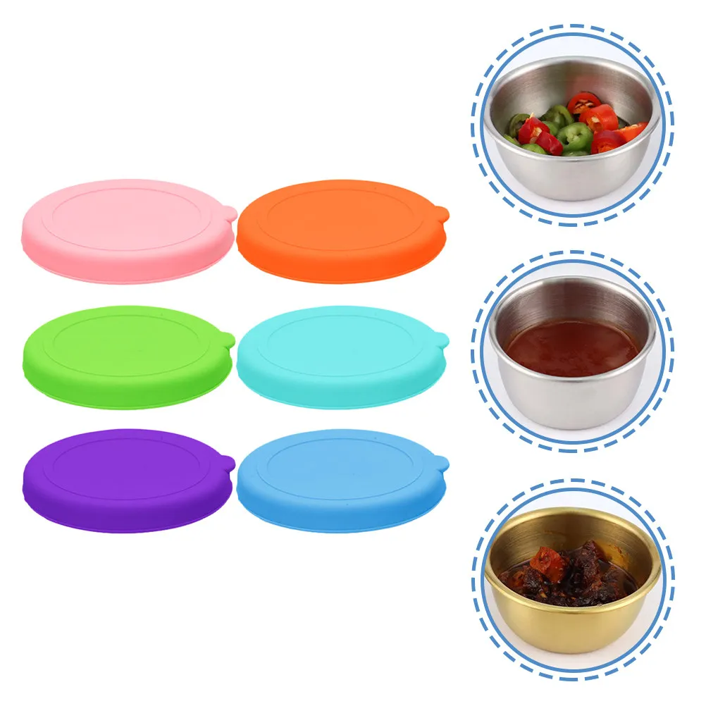 6pcs Silicone Sauce Cup Lids – Flexible Leak-Proof Condiment Covers for Dipping Bowls & Seasoning Dishes