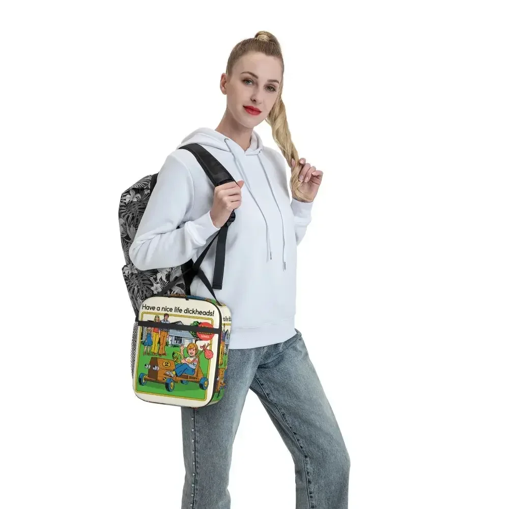 Funny Nostalgia Have A Nice Life Dickheads Insulated Lunch Bag Vintage Pulp Humor Food Box Thermal Cooler Lunch Box For Picnic