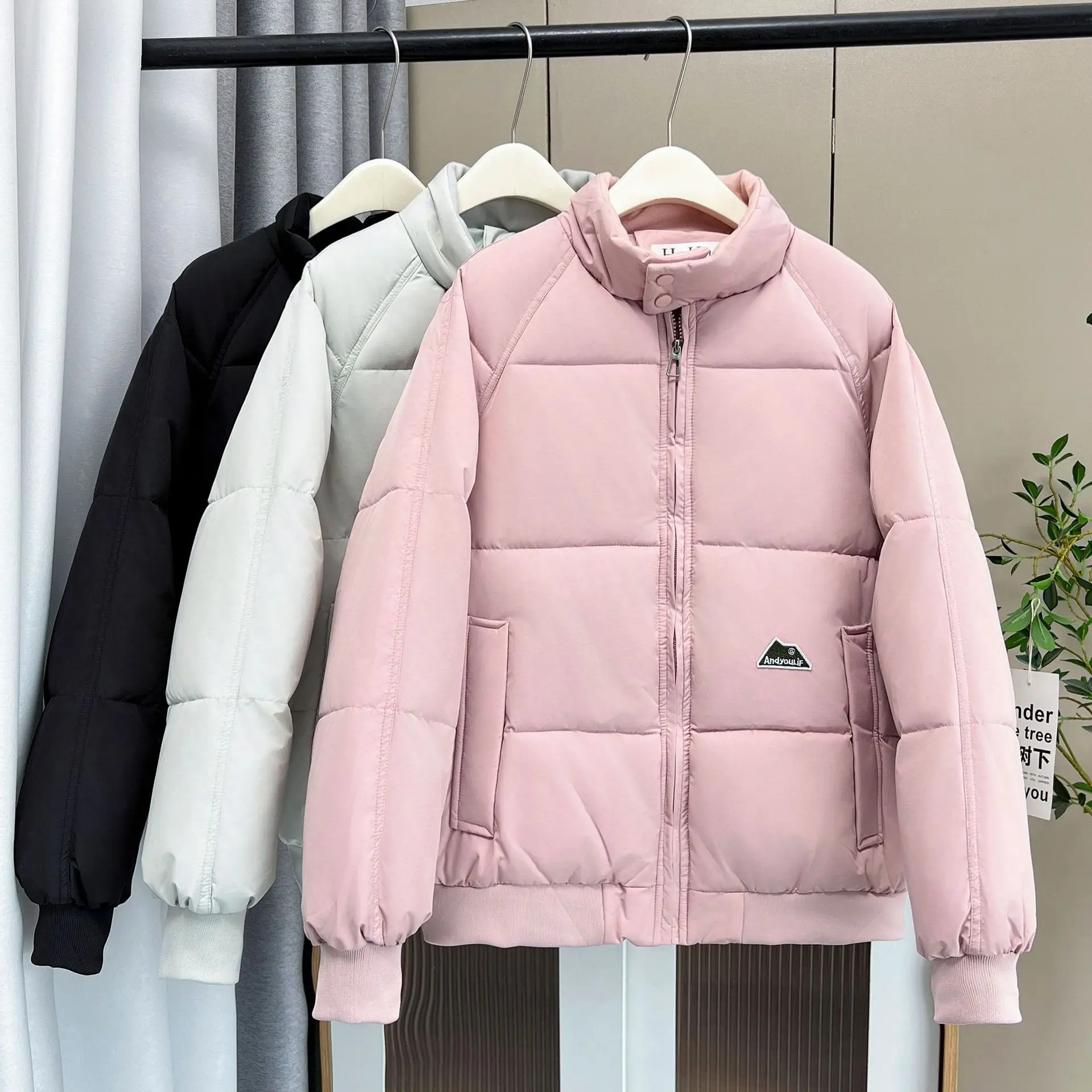 Plus Size Women Parka Winter New Loose Minimalistic Labeling Fashion Stand Collar Thick Warm cotton-padded Jacket 353