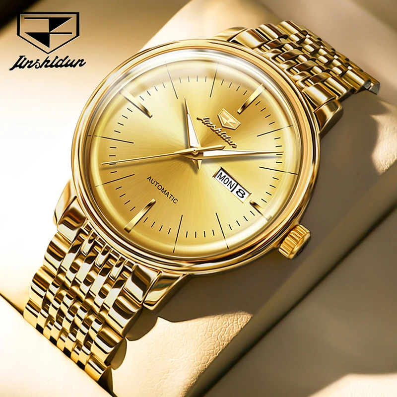 

JSDUN Fashion Men Watch Waterproof Week Calendar Display Luxury Gold Mechanical Watches Men Business Watch Relogio Masculino