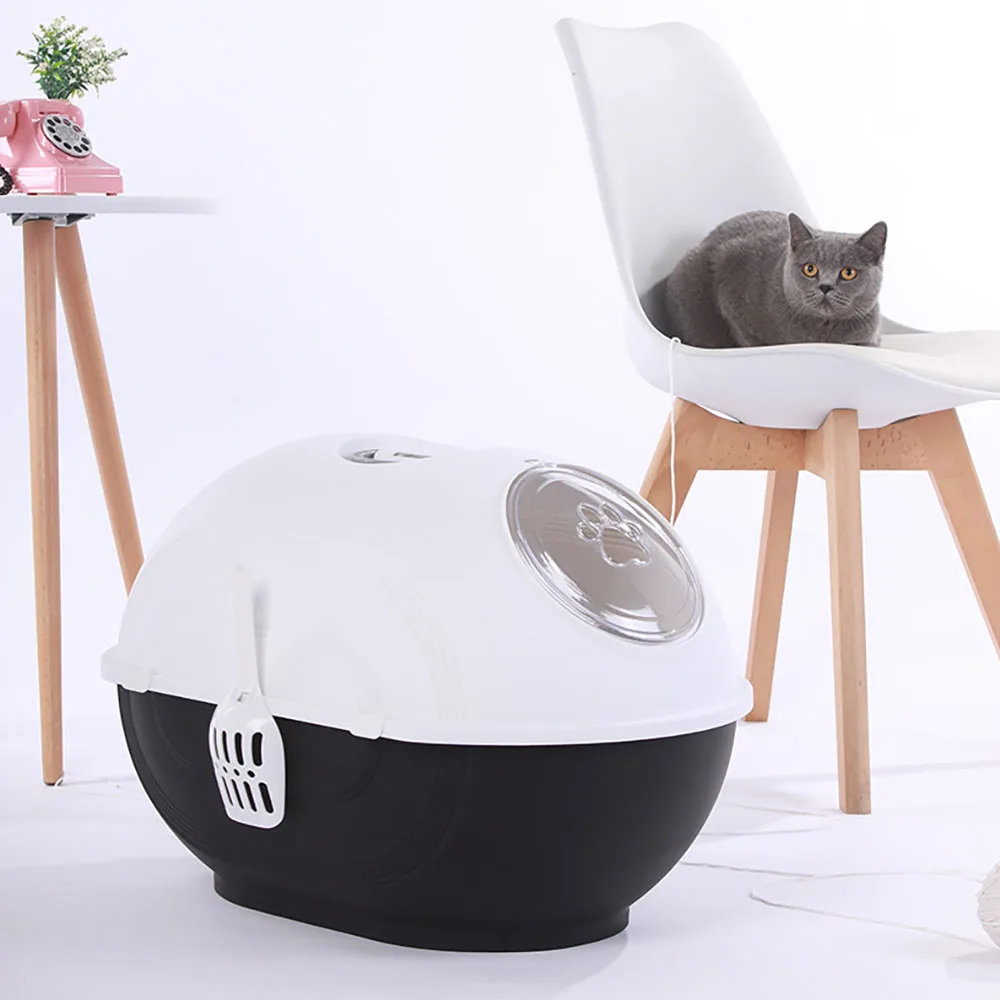 Large Spacecraft Cat Litter Box Double Door Odor Proof Fully Enclosed Cats Toilet Anti Splash Measures Litter Box Pet Supplies