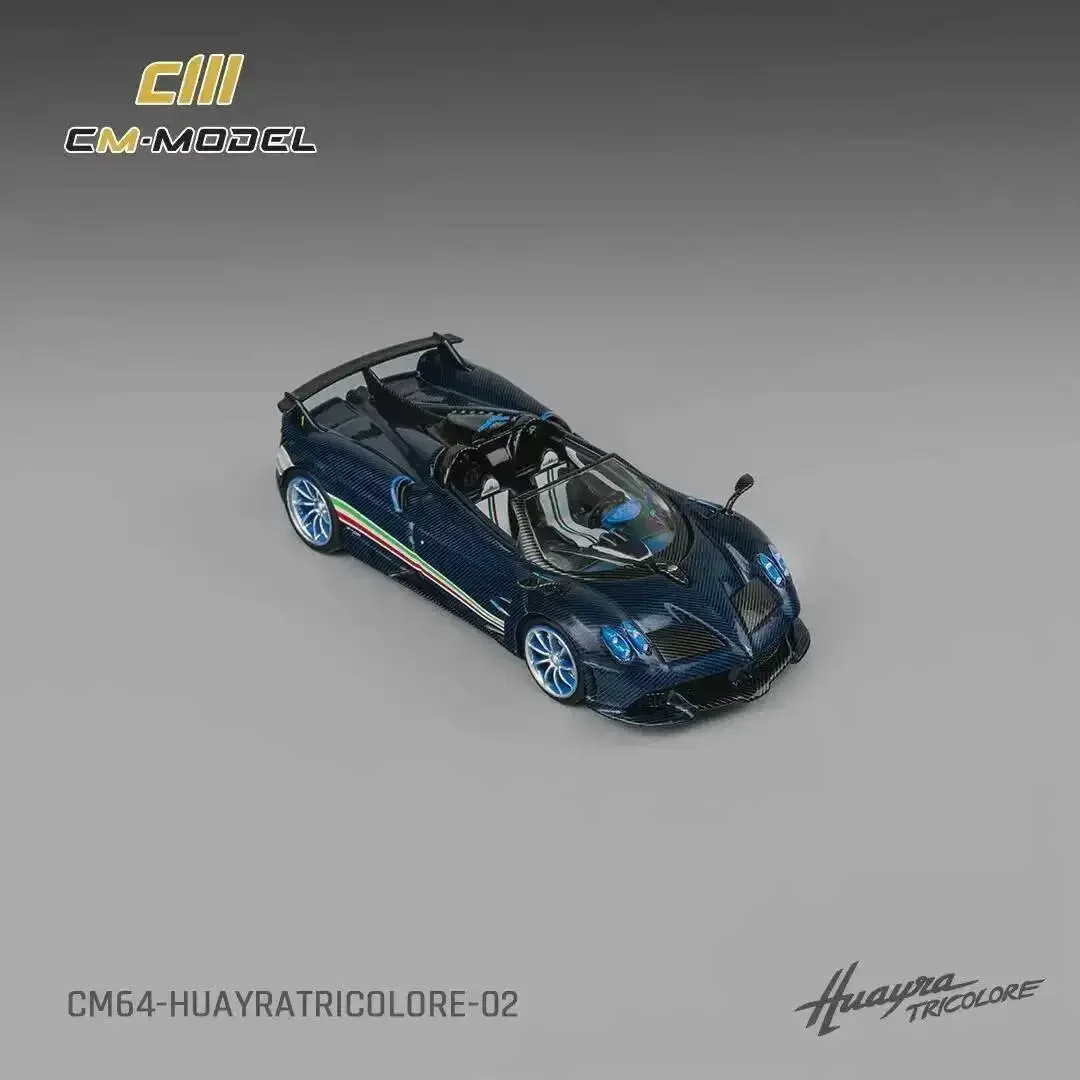 

PreSale CM 1:64 Pagani Huayra Tricolore Full Carbon Blue Diecast Diorama Car Model Toys