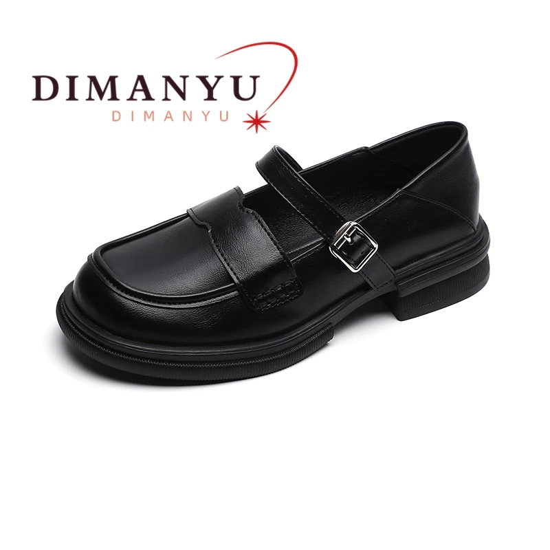 DIMANYU Loafer Shoes Woman 2023 New One Kick Round Toe British Style Female Mary Jane Shoes Large Size 41 42 43 Women Shoes