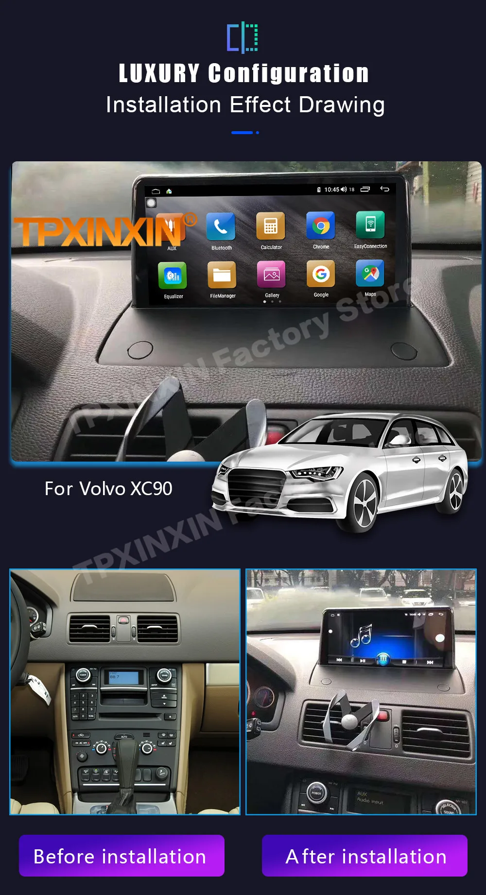 

8+256G Carpaly CAR Radio Coche With BT Android 14 For Volvo XC90 2007~ 2013 GPS Navigation Automotive Multimedia