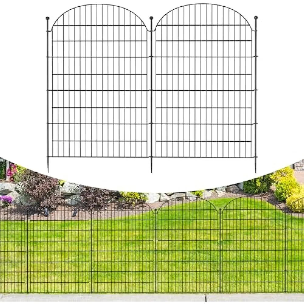 

40 in (H) x 23.6 ft (L) Decorative Garden Metal Fence 10 Pack, Animal Barrier for Yard, Animal Ground Stakes Fencing for Garden