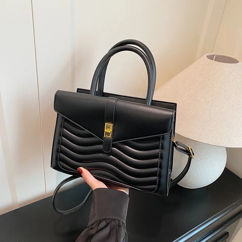 

Stylish Paris Inspired Crossbody Bag - Minimalist Square Satchel With Elegant Textured Leather And Commuter-Friendly Design