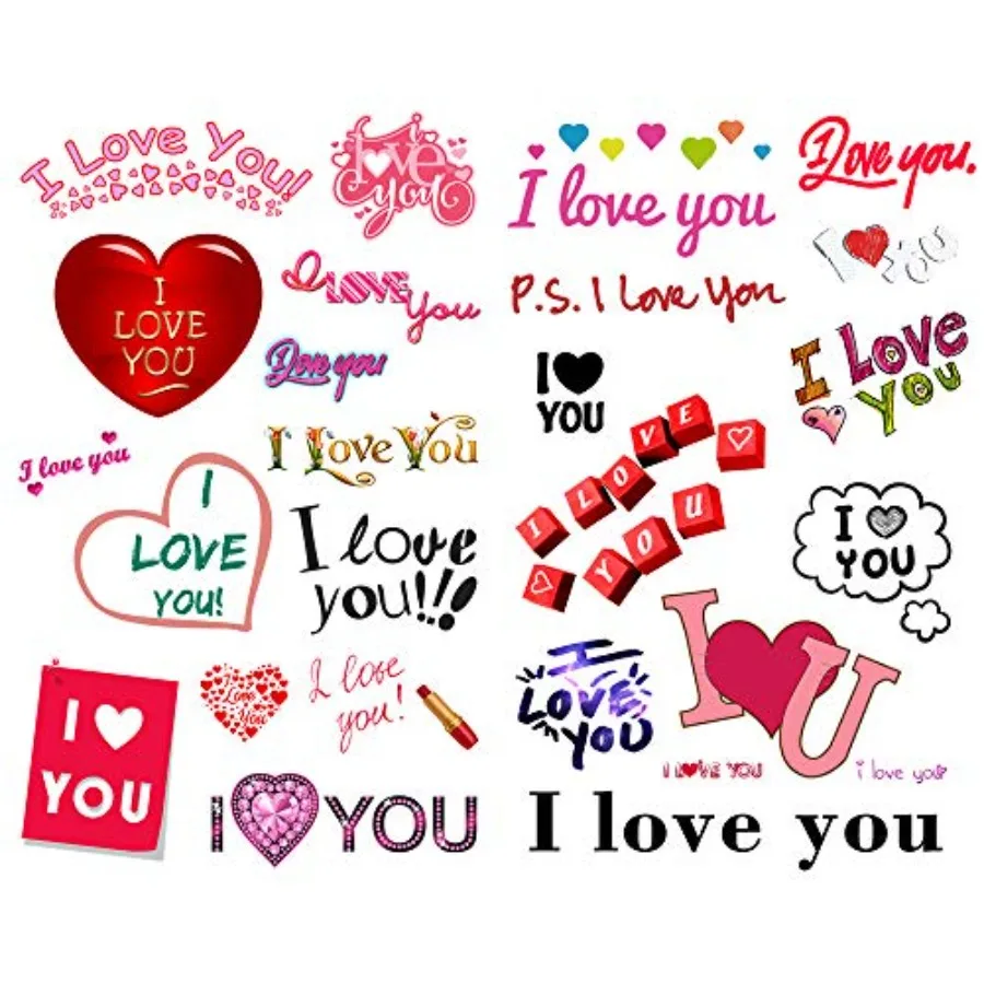 Red Heart I Love You Words Aesthetic Scrapbook Collage Paper Journal Stickers Fancy Stationery Accessories Craft Art Supplies f