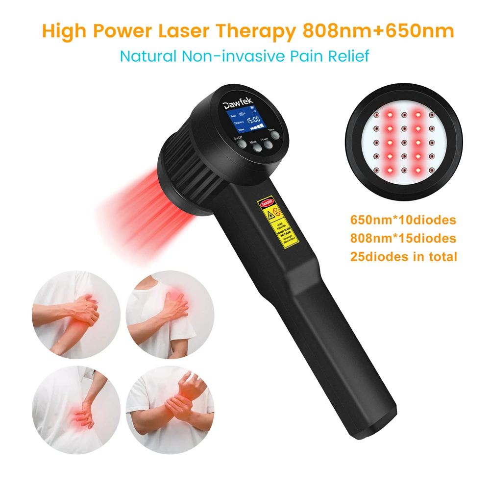 Dawfek Therapeutic Laser for Pain 650nm*10+808nm*15 Laser Therapy for Bone Spurs Cervical Vertebra Pain Soft Tissue Injuries