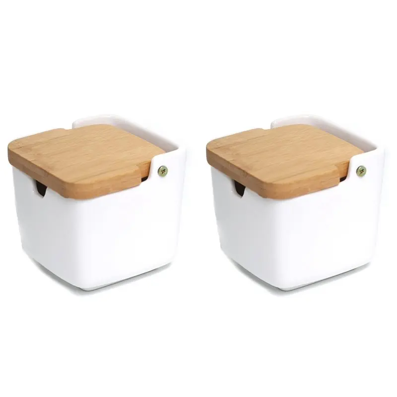 

A93E-2X Square Flip Lid Spice Jar With Tray Home Use Kitchen Spice Bottle Spice Jar A