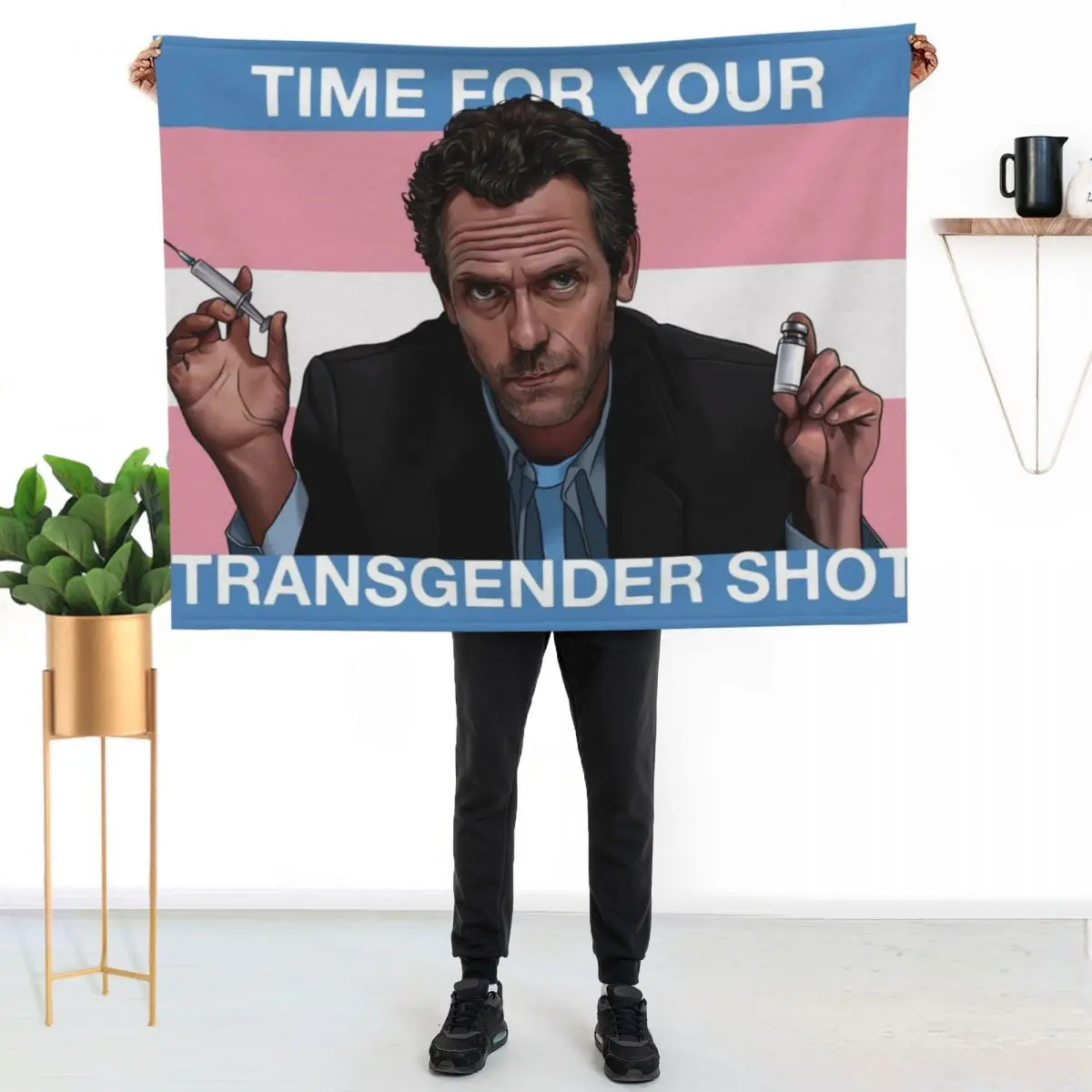 Dr. House Trans Flag Throw Blanket Sofa Quilt heavy to sleep warm winter for babies Cute Plaid Fashion Sofas Blankets