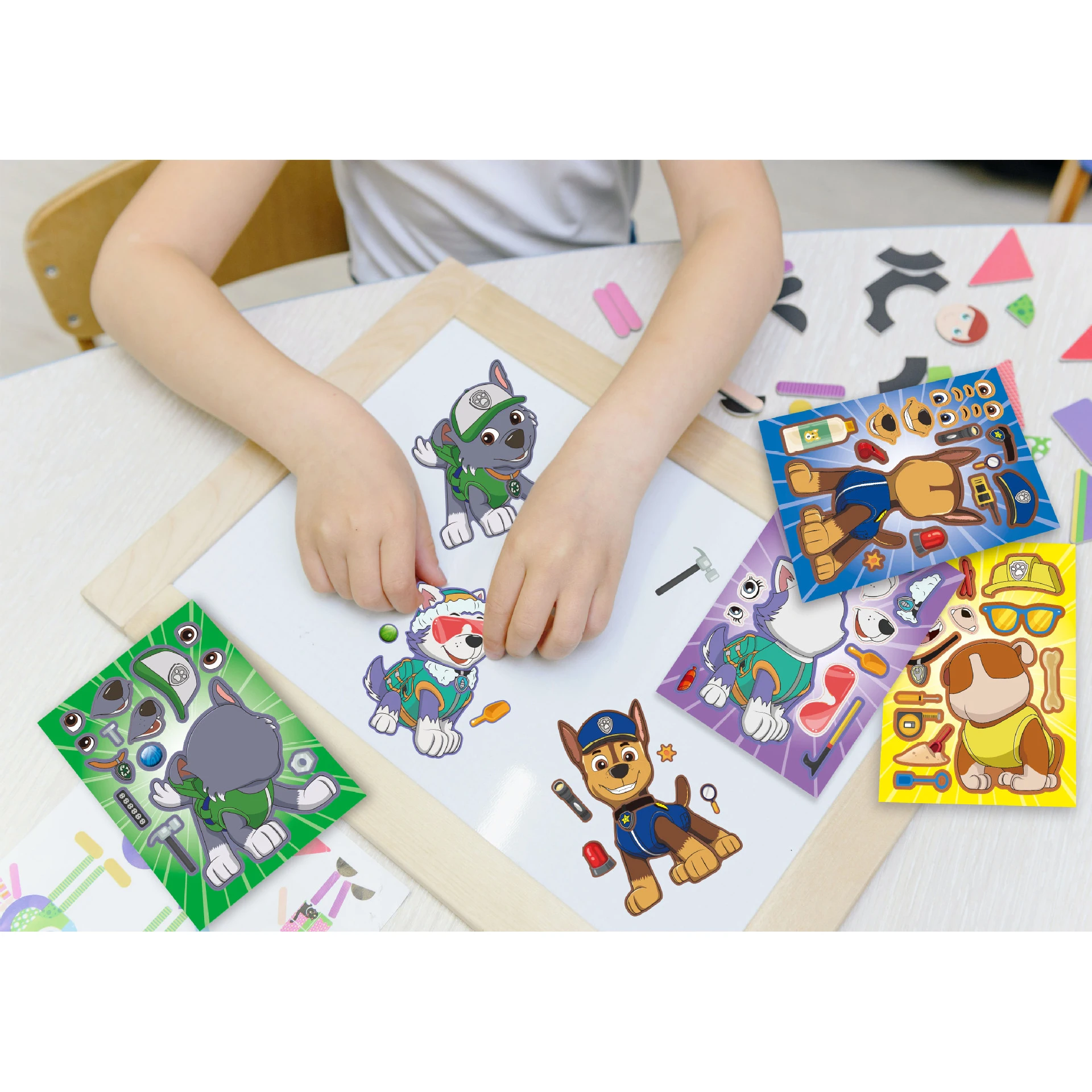 16Sheets Paw Patrol Puzzle Anime Stickers Chase Make-A-Face Assemble Funny Cartoon Decal Assemble Diy Jigsaw Children Boys Toys