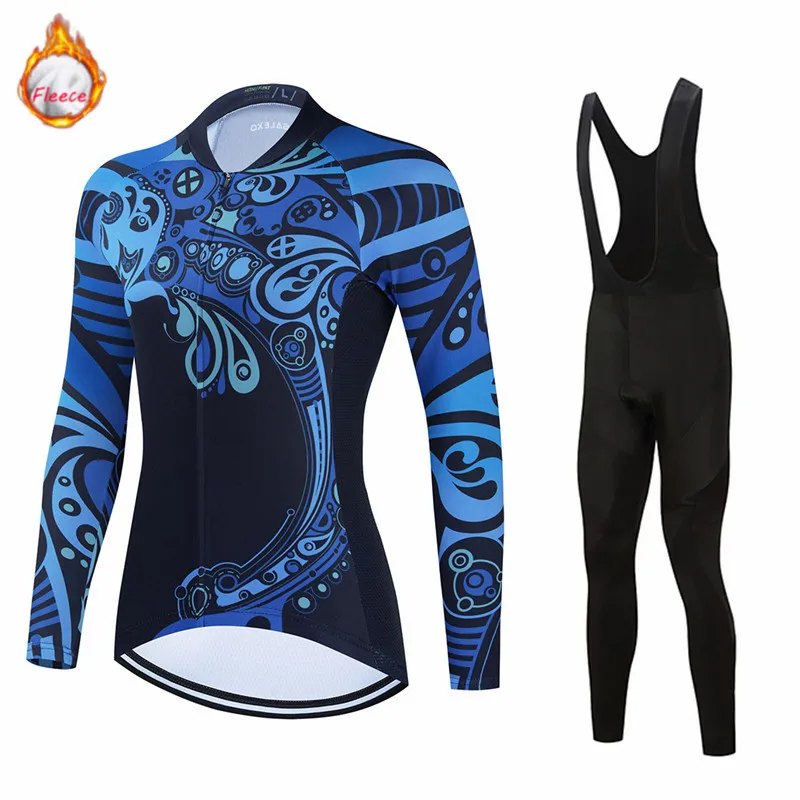 

Женский велосипедный комплект из Джерси, зимняя флисовая одежда для велоспорта, Женский комплект из Джерси с длинным рукавом для велоспорта, одежда для горного велосипеда, женская одежда