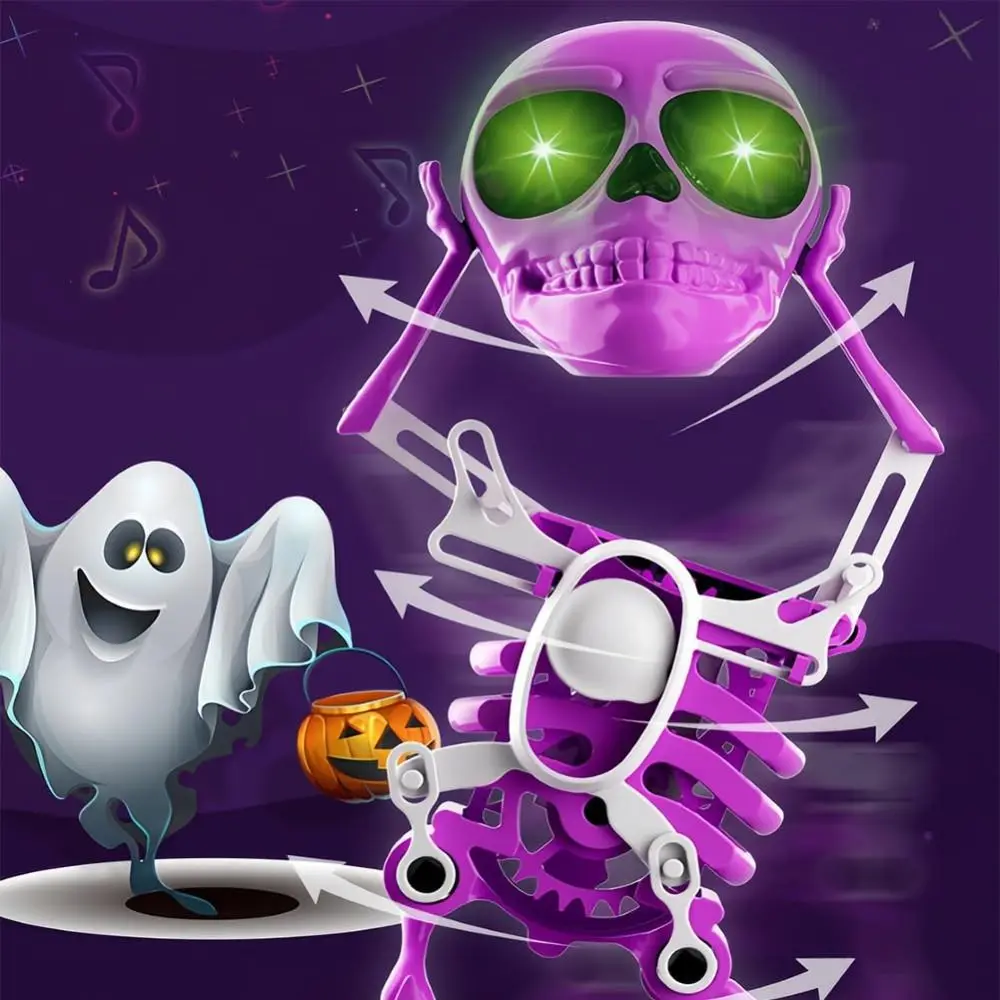 Luminous Dancing and Swinging 3D Skull Toy with Music with Lights Wind Up Skeletons Articulated Flexible Skeleton Stress Relief
