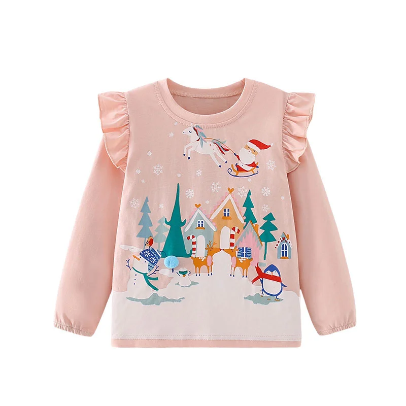 

Jumping Meters 2-7T Christmas Girl Long Sleeve T Shirts Cotton Kids Autumn Spring Kids Boys Clothes Fashion Toddler Shirts