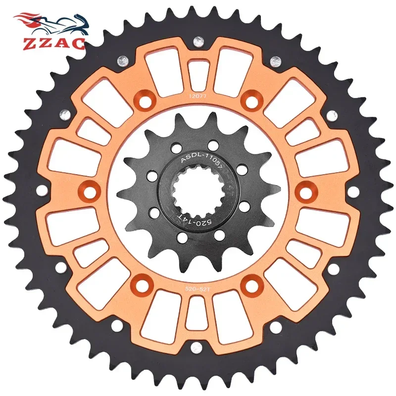 

520 52T 14T Steel Aluminum Composite Front Rear Sprocket Kits For KT/M 250 300 EXC EXC-F MXC 350 EXC-F XCF-W 380 EXC SX 450 505