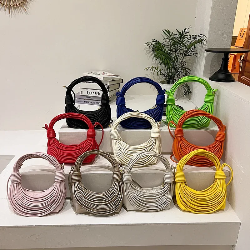 Women Underarm Bags New Creative Noodle Shoulder Bag Versatile Woven Casual Purses and Handbags Light Luxury Girls Crossbody Bag